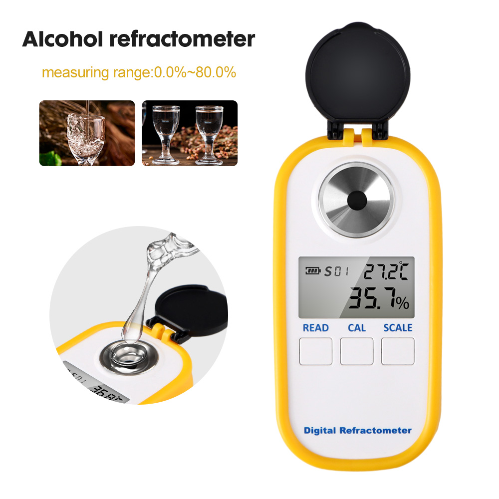 Wine Beer Spirit - Réfractomètre numérique d'alcool 0-80%, écran LCD