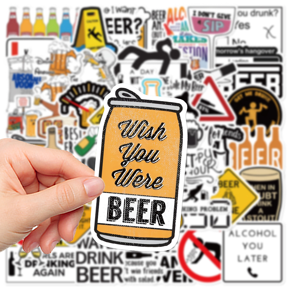 Wine Y Beer - Autocollants Humoristiques pour Réfrigérateur, Décoration Graffiti,